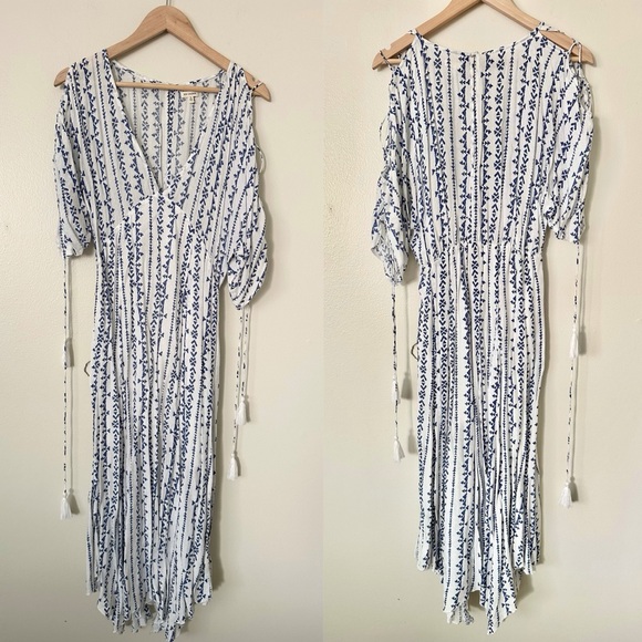 | vici • blue & white sandia kimono dress • small | - Picture 6 of 6
